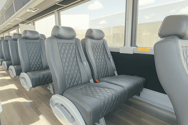 interior of Rancho Cordova Coach Bus Service charter bus