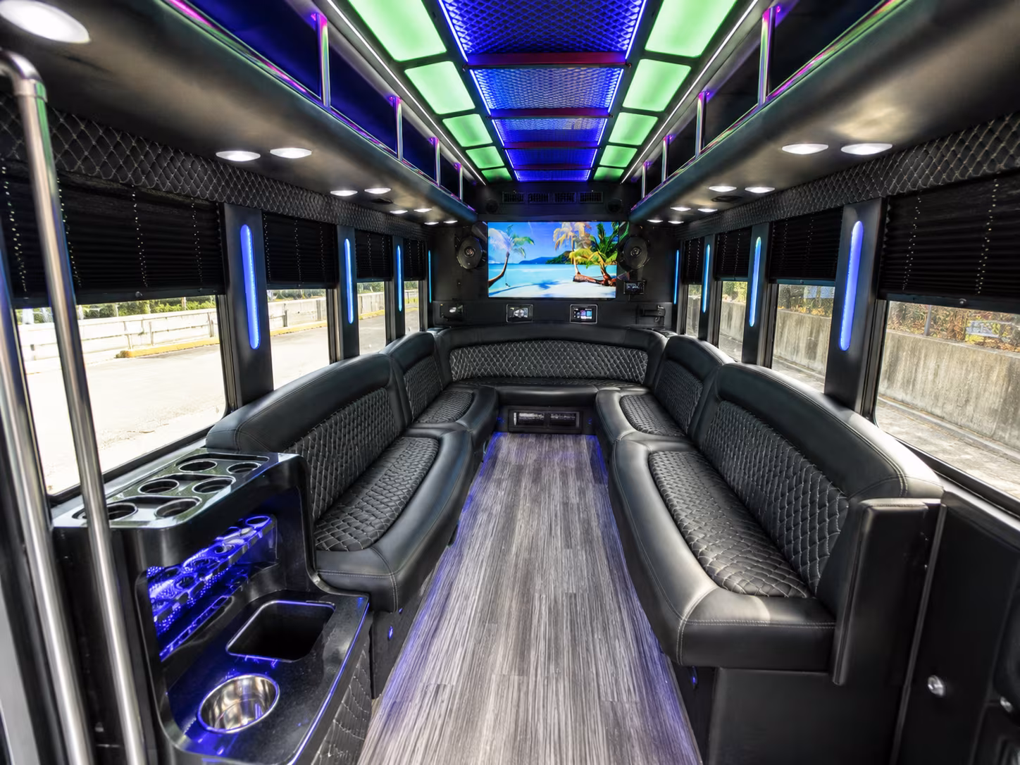 rancho cordova 18 passenger party bus inside