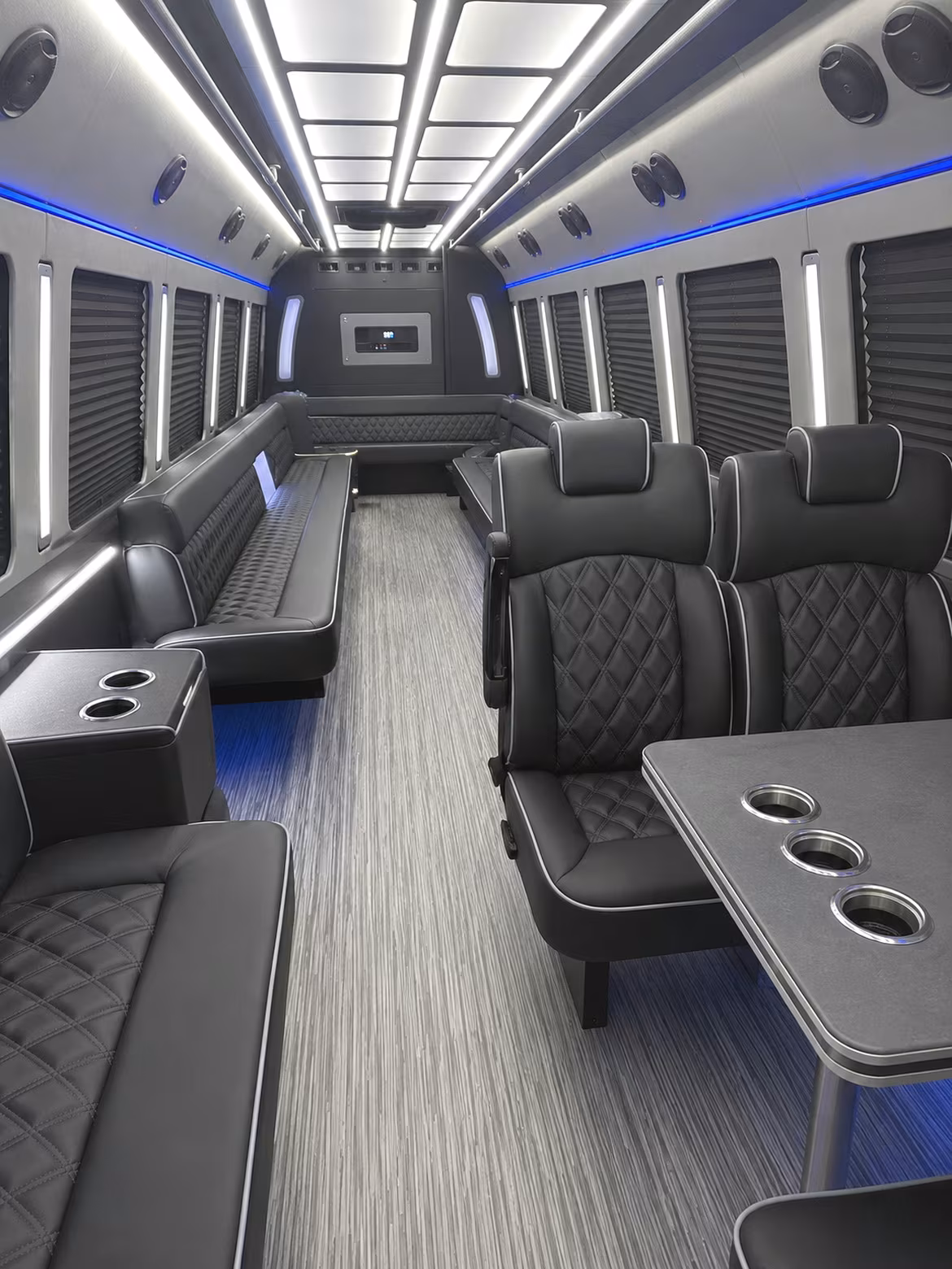 rancho cordova 25 passenger party bus inside