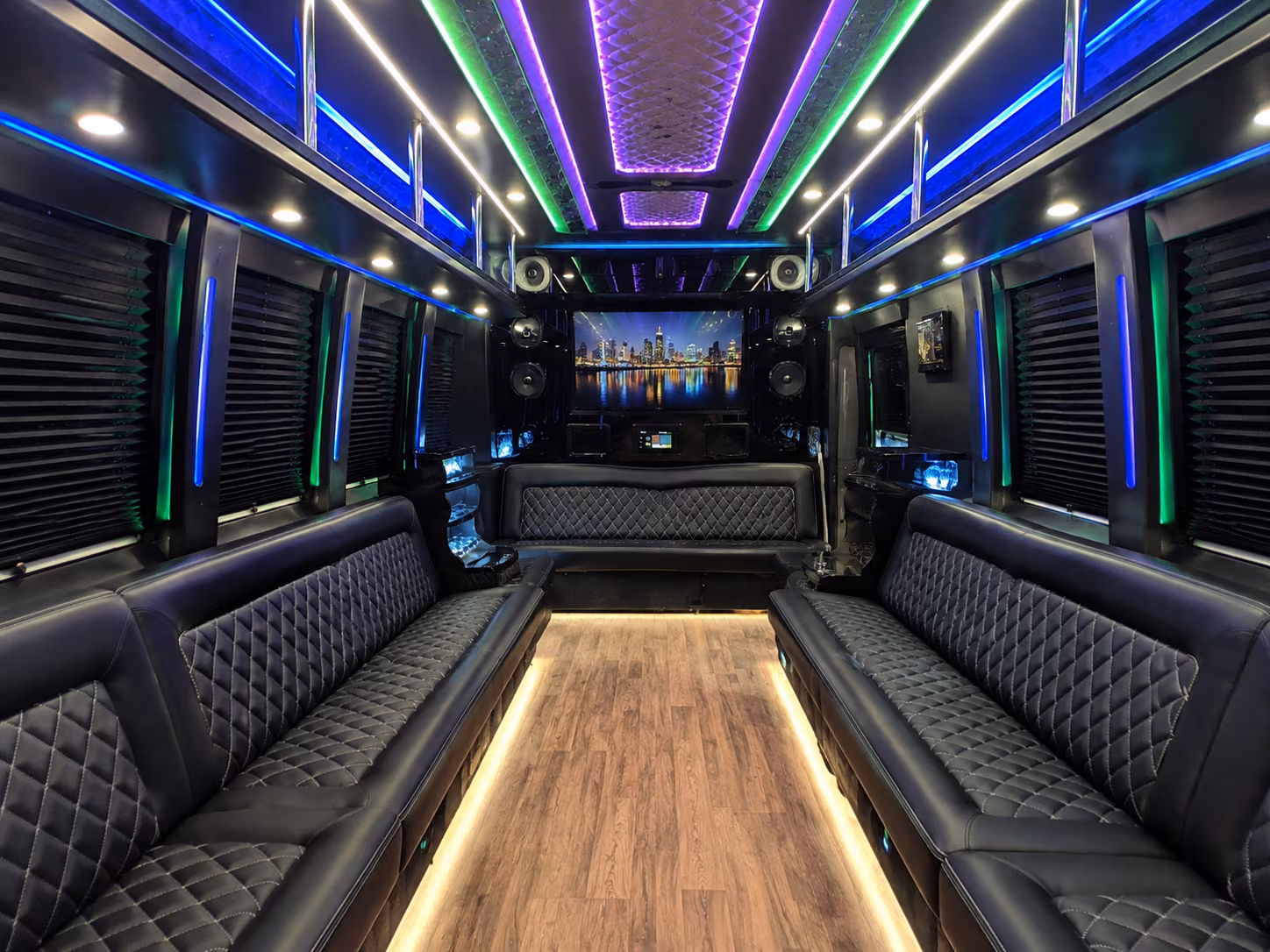 rancho cordova 25 passenger party bus interior