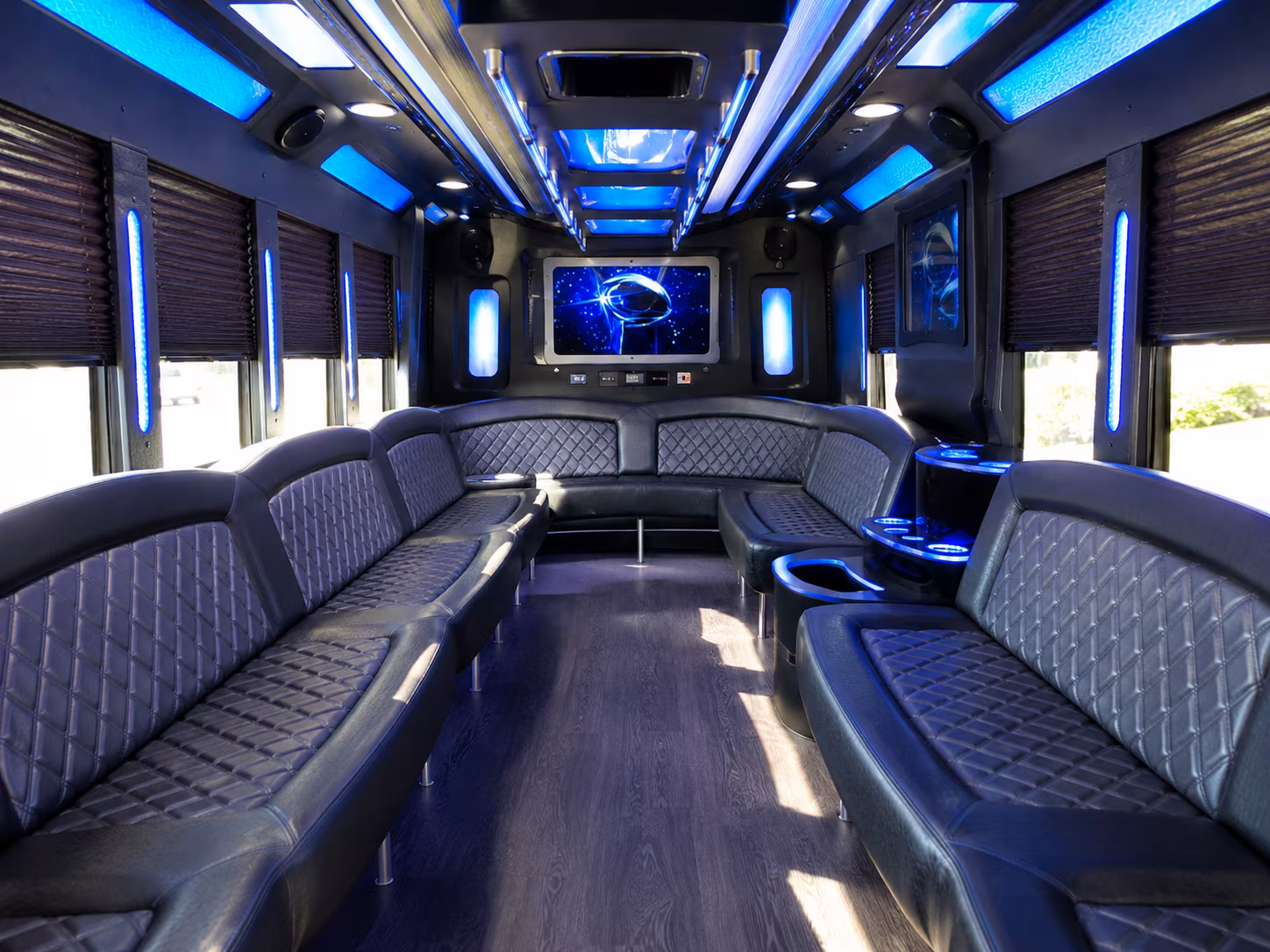 rancho cordova 28 passenger party bus inside